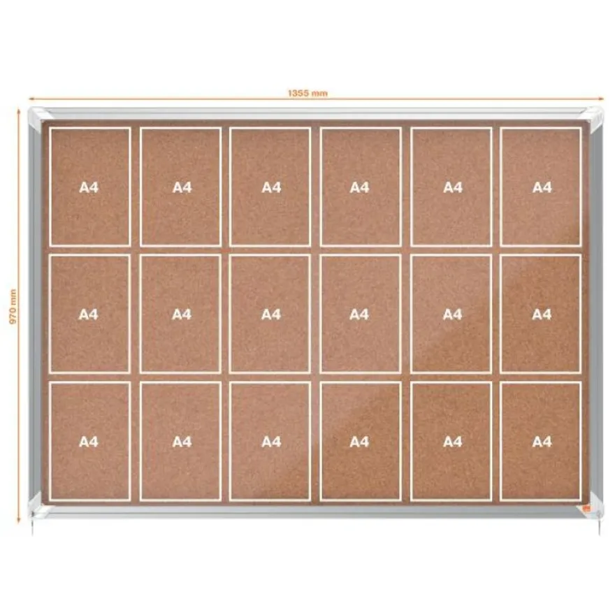 Nobo - Vitrine d'affichage - 18 feuilles A4 - surface liege - porte coulissante - 135,2 x 96,7 x 6,3 cm