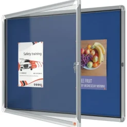 Nobo - Vitrine d'affichage - 8 feuilles A4 - surface en feutre bleu - porte battante - 92,3 x 66,7 x 4,3 cm