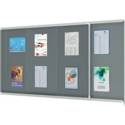 Nobo - Vitrine d'affichage - 27 feuilles A4 - surface en feutre gris - porte coulissante - 199,7 x 96,7 x 6,3 cm