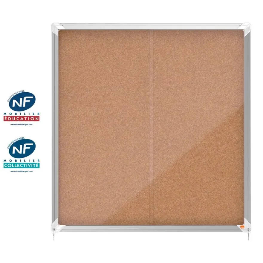 Nobo - Vitrine d'affichage - 12 feuilles A4 - surface liege - porte coulissante - 92,2 x 96,7 x 6,3 cm