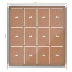 Nobo - Vitrine d'affichage - 12 feuilles A4 - surface liege - porte coulissante - 92,2 x 96,7 x 6,3 cm
