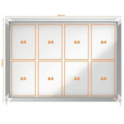 Nobo - Vitrine d'affichage - 8 feuilles A4 - surface magnetique - porte coulissante - 92,2 x 66,5 x 6,3 cm