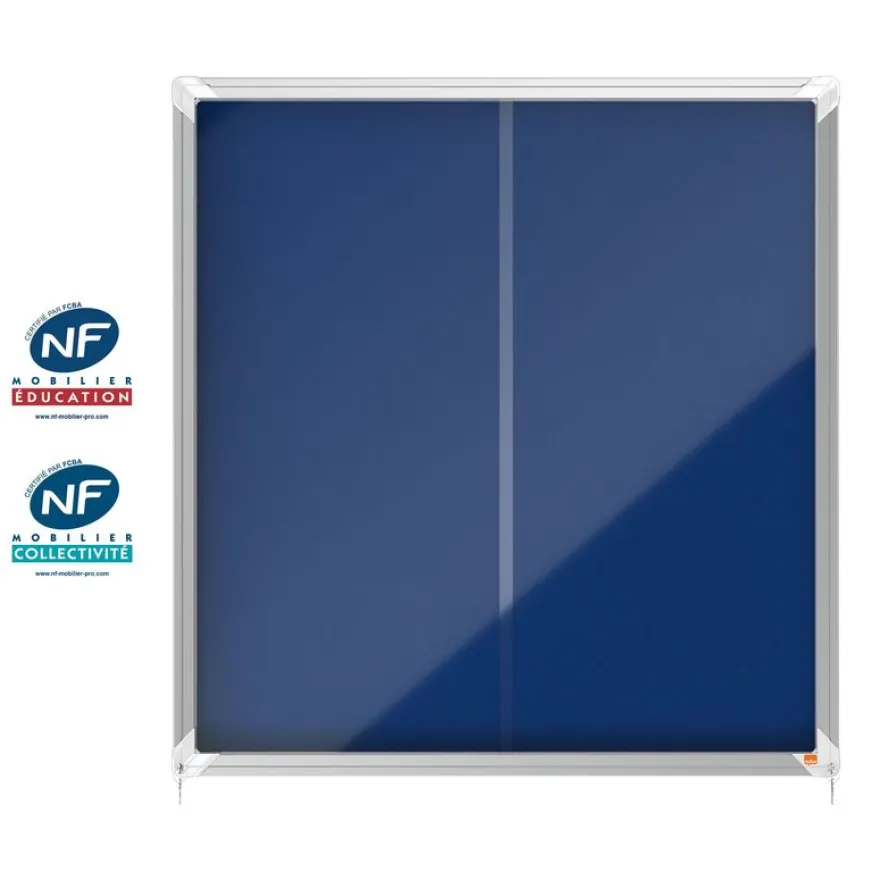 Nobo - Vitrine d'affichage - 12 feuilles A4 - surface en feutre bleu - porte coulissante - 92,2 x 96,7 x 6,3 cm