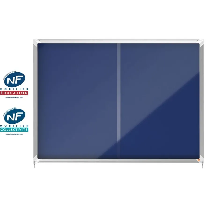 Nobo - Vitrine d'affichage - 18 feuilles A4 - surface en feutre bleu - porte coulissante - 135,2 x 96,7 x 6,3 cm