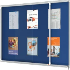 Nobo - Vitrine d'affichage - 18 feuilles A4 - surface en feutre bleu - porte coulissante - 135,2 x 96,7 x 6,3 cm