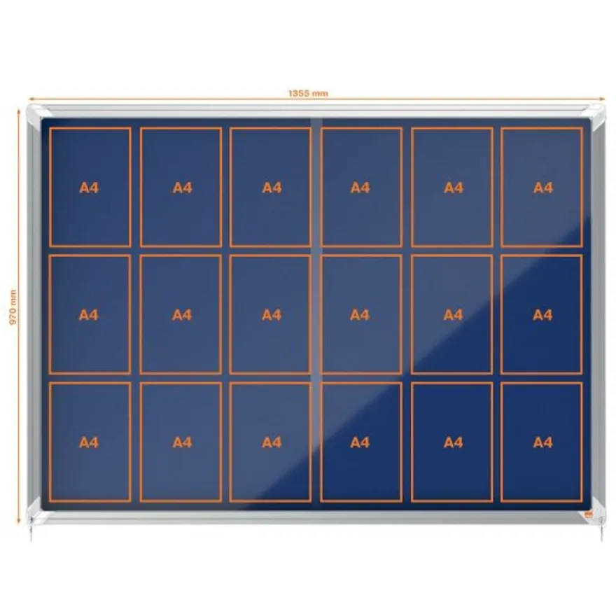 Nobo - Vitrine d'affichage - 18 feuilles A4 - surface en feutre bleu - porte coulissante - 135,2 x 96,7 x 6,3 cm