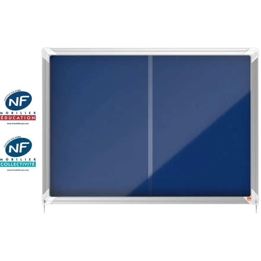 Nobo - Vitrine d'affichage - 8 feuilles A4 - surface en feutre bleu - porte coulissante - 92,2 x 66,5 x 6,3 cm