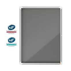 Nobo - Vitrine d'affichage - 9 feuilles A4 - surface en feutre gris - porte battante - 70,8 x 96,9 x 4,3 cm