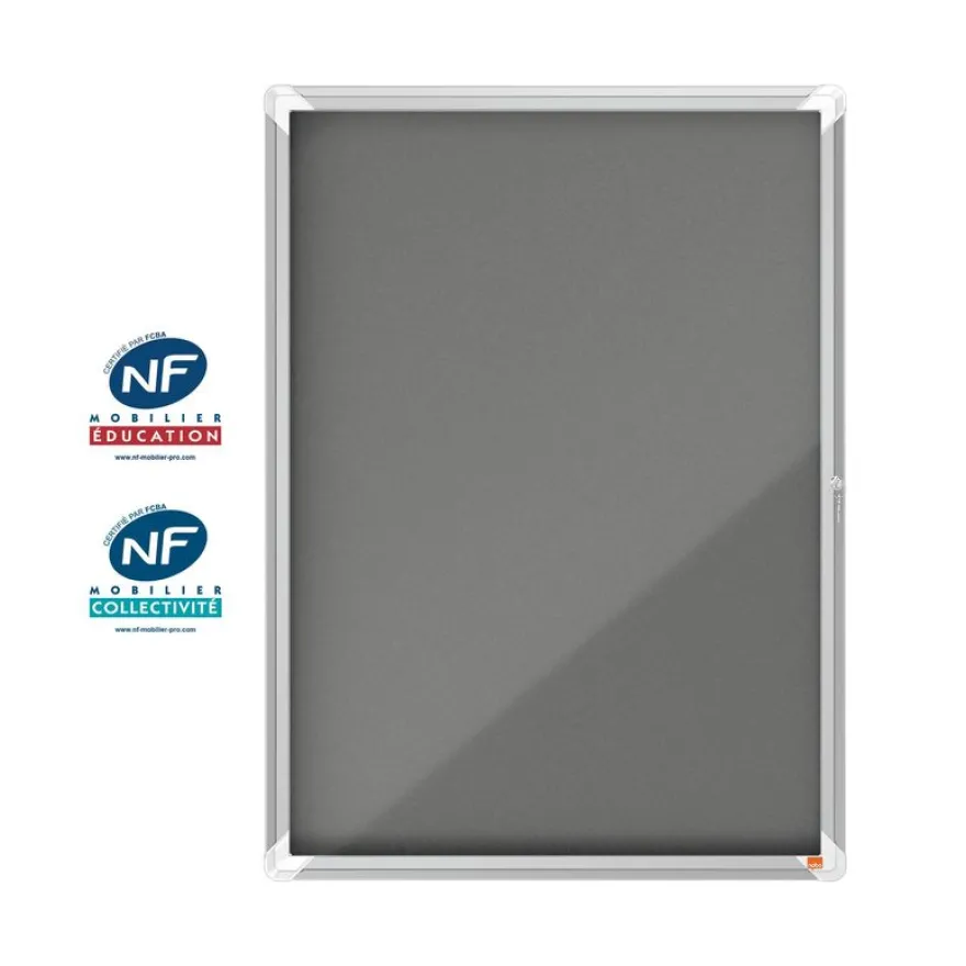 Nobo - Vitrine d'affichage - 9 feuilles A4 - surface en feutre gris - porte battante - 70,8 x 96,9 x 4,3 cm
