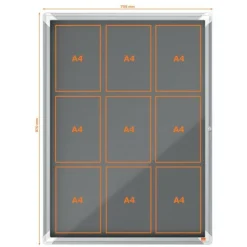 Nobo - Vitrine d'affichage - 9 feuilles A4 - surface en feutre gris - porte battante - 70,8 x 96,9 x 4,3 cm