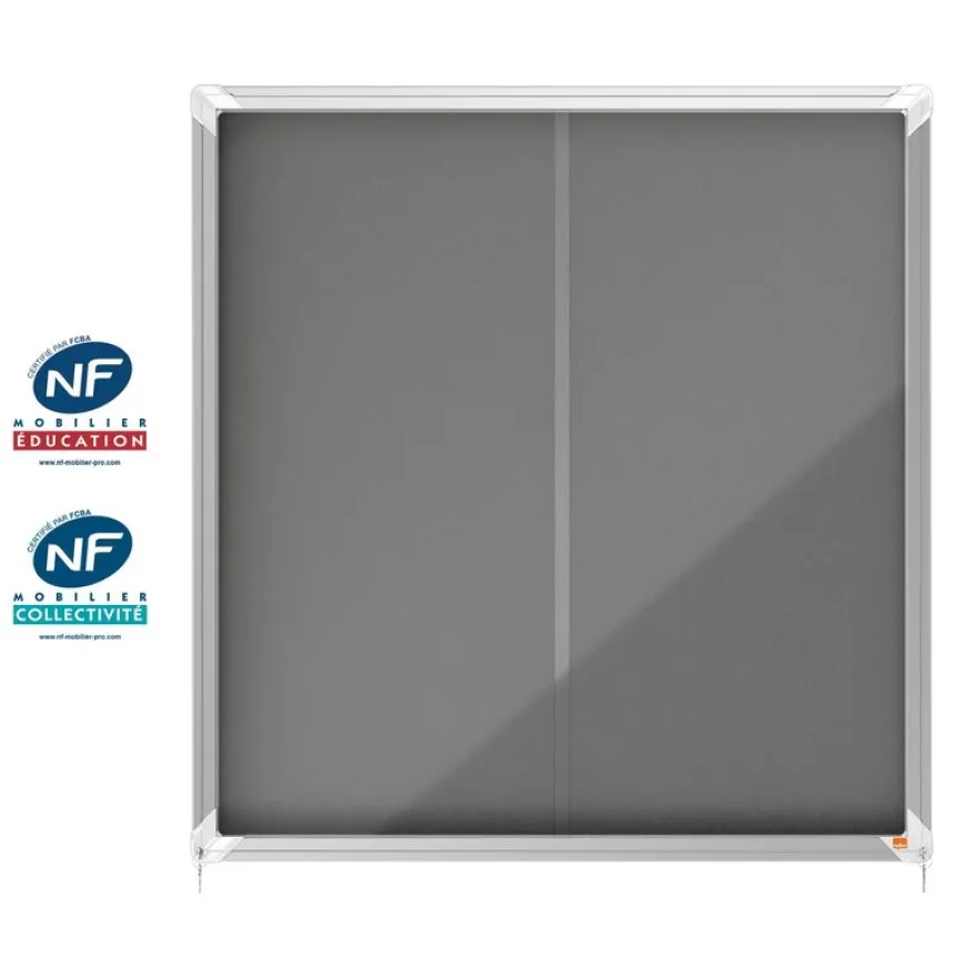 Nobo - Vitrine d'affichage - 12 feuilles A4 - surface en feutre gris - porte coulissante - 92,2 x 96,7 x 6,3 cm