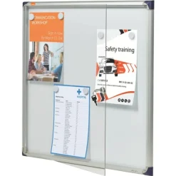 Nobo - Vitrine d'intérieur extra plate - 6 feuilles A4 - surface magnetique - porte battante - 68 x 72,5 x 2,5 cm