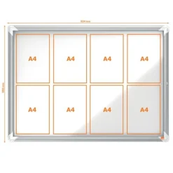 Nobo - Vitrine extérieure - 8 feuilles A4 - Surface magnétique - porte battante - 92,3 x 66,7 x 4,3 cm