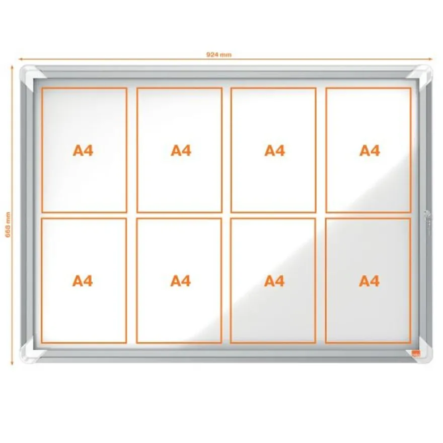 Nobo - Vitrine extérieure - 8 feuilles A4 - Surface magnétique - porte battante - 92,3 x 66,7 x 4,3 cm