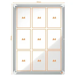 Nobo - Vitrine extérieure - 9 feuilles A4 - Surface magnétique - porte battante - 70,8 x 96,9 x 4,3 cm
