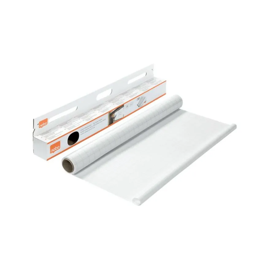 Nobo Instant - 25 Feuilles - rouleau électrostatique repositionnable - 60 x 80 cm - blanc quadrillé
