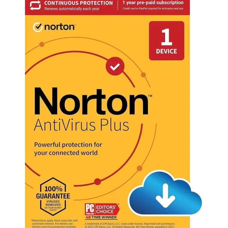 Norton Lefelock antivirus plus 2Go de sauvegarde sécurisée sur le Cloud - Code d'activation envoyé par email valable pour 1 appareil pendant 1 an