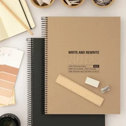 Notebook Eco Design, Carton recyclé, A5, quadrillage 5x5 mm, 120 feuilles de 4 couleurs, Miquelrius, Kraft.