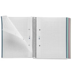 Notebook Eco Design, Carton recyclé, A5, quadrillage 5x5 mm, 120 feuilles de 4 couleurs, Miquelrius, Kraft.