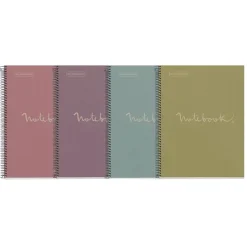 Notebook Eco Emotions, Carton recyclé, A4, quadrillage 5x5 mm, 80 feuilles de 1 couleur, Miquelrius, Rose.