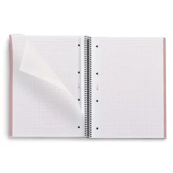 Notebook Eco Emotions, Carton recyclé, A4, quadrillage 5x5 mm, 80 feuilles de 1 couleur, Miquelrius, Rose.