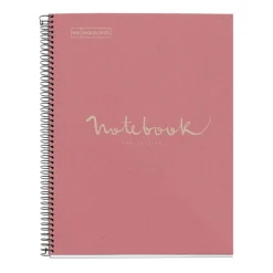 Notebook Eco Emotions, Carton recyclé, A4, quadrillage 5x5 mm, 80 feuilles de 1 couleur, Miquelrius, Rose.