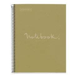 Notebook Eco Emotions, Carton recyclé, A4, quadrillage 5x5 mm, 80 feuilles de 1 couleur, Miquelrius, Vert.