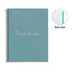 Notebook Eco Emotions, Carton recyclé, A4, quadrillage 5x5 mm, 80 feuilles de 1 couleur, Miquelrius, Bleu.