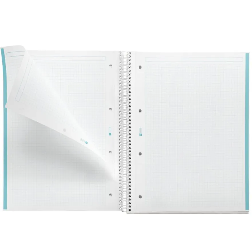 Notebook Emotions, Couverture rigide, A4, quadrillage 5x5 mm, 80 feuilles de 1 couleur, Miquelrius, Bleu Ciel.