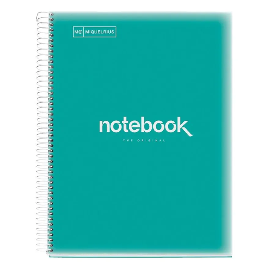 Notebook Emotions, Couverture souple, A4, quadrillage 5x5 mm, 80 feuilles de 1 couleur, Miquelrius, Turquoise.