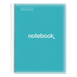 Notebook Emotions, Couverture souple, A4, lignes horizontales 7 mm, 120 feuilles de 5 couleurs, Miquelrius, Bleu Ciel.