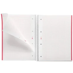 Notebook Emotions, Couverture rigide, A4, quadrillage 5x5 mm, 80 feuilles de 1 couleur, Miquelrius, Rouge.