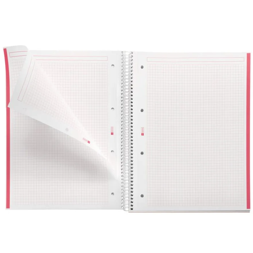 Notebook Emotions, Couverture rigide, A4, quadrillage 5x5 mm, 80 feuilles de 1 couleur, Miquelrius, Rouge.