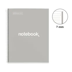 Notebook Emotions, Couverture rigide, A4, lignes horizontales 7 mm, 80 feuilles de 1 couleur, Miquelrius, Gris.