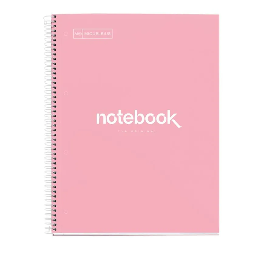 Notebook Emotions, Couverture rigide, A4, quadrillage 5x5 mm, 80 feuilles de 1 couleur, Miquelrius, Rose.
