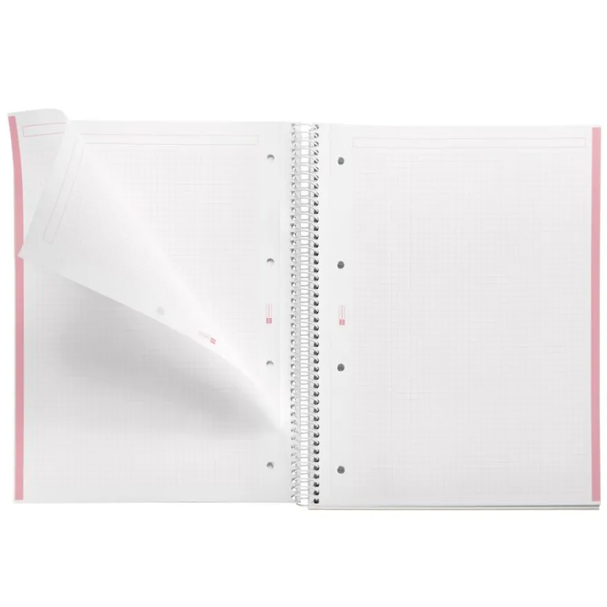 Notebook Emotions, Couverture rigide, A4, quadrillage 5x5 mm, 80 feuilles de 1 couleur, Miquelrius, Rose.