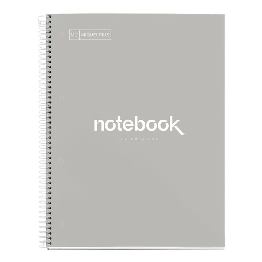 Notebook Emotions, Couverture rigide, A4, quadrillage 5x5 mm, 80 feuilles de 1 couleur, Miquelrius, Gris.
