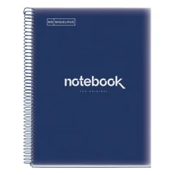 Notebook Emotions, Couverture souple, A4, lignes horizontales 7 mm, 120 feuilles de 5 couleurs, Miquelrius, Bleu Marine.