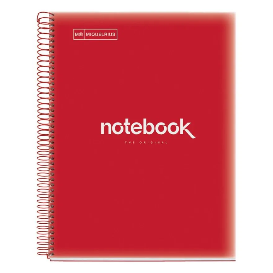 Notebook Emotions, Couverture souple, A4, quadrillage 5x5 mm, 80 feuilles de 1 couleur, Miquelrius, Rouge.