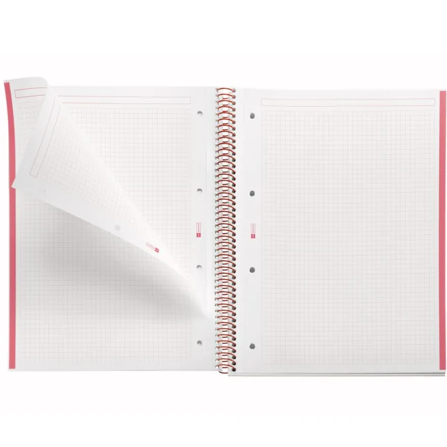 Notebook Emotions, Couverture souple, A4, quadrillage 5x5 mm, 80 feuilles de 1 couleur, Miquelrius, Rouge.