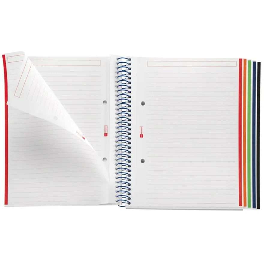 Notebook Emotions, Couverture souple, A5, lignes horizontales 7 mm, 120 feuilles de 5 couleurs, Miquelrius, Bleu Ciel.