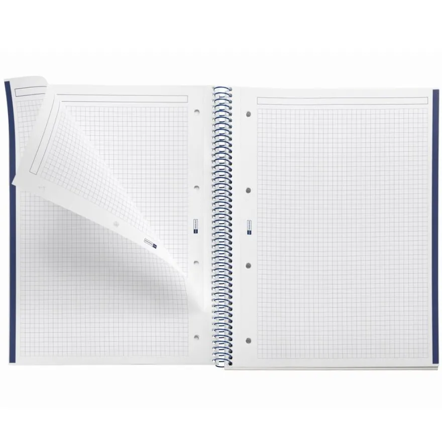 Notebook Emotions, Couverture rigide, A4, quadrillage 5x5 mm, 80 feuilles de 1 couleur, Miquelrius, Marine.