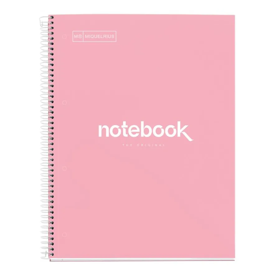 Notebook Emotions, Couverture rigide, A4, lignes horizontales 7 mm, 80 feuilles de 1 couleur, Miquelrius, Rose.