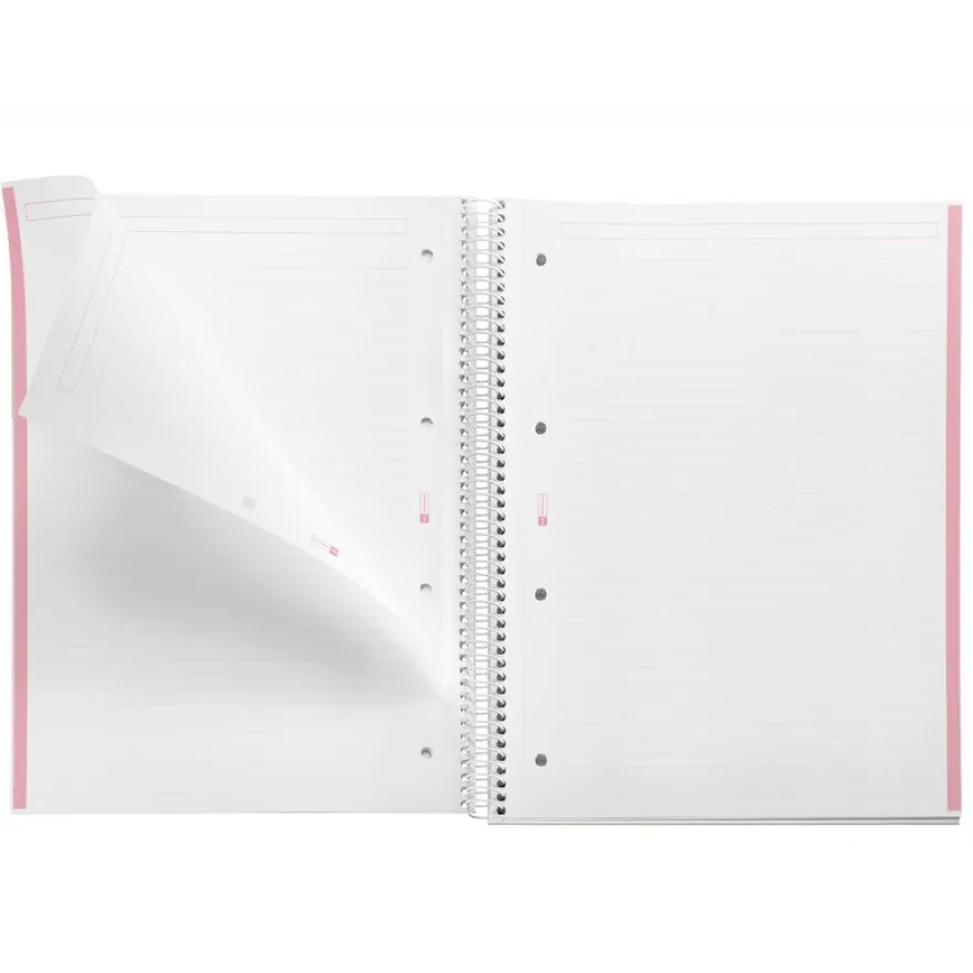 Notebook Emotions, Couverture rigide, A4, lignes horizontales 7 mm, 80 feuilles de 1 couleur, Miquelrius, Rose.