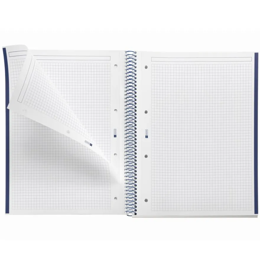 Notebook Emotions, Couverture souple, A4, quadrillage 5x5 mm, 80 feuilles de 1 couleur, Miquelrius, Bleu Marine.