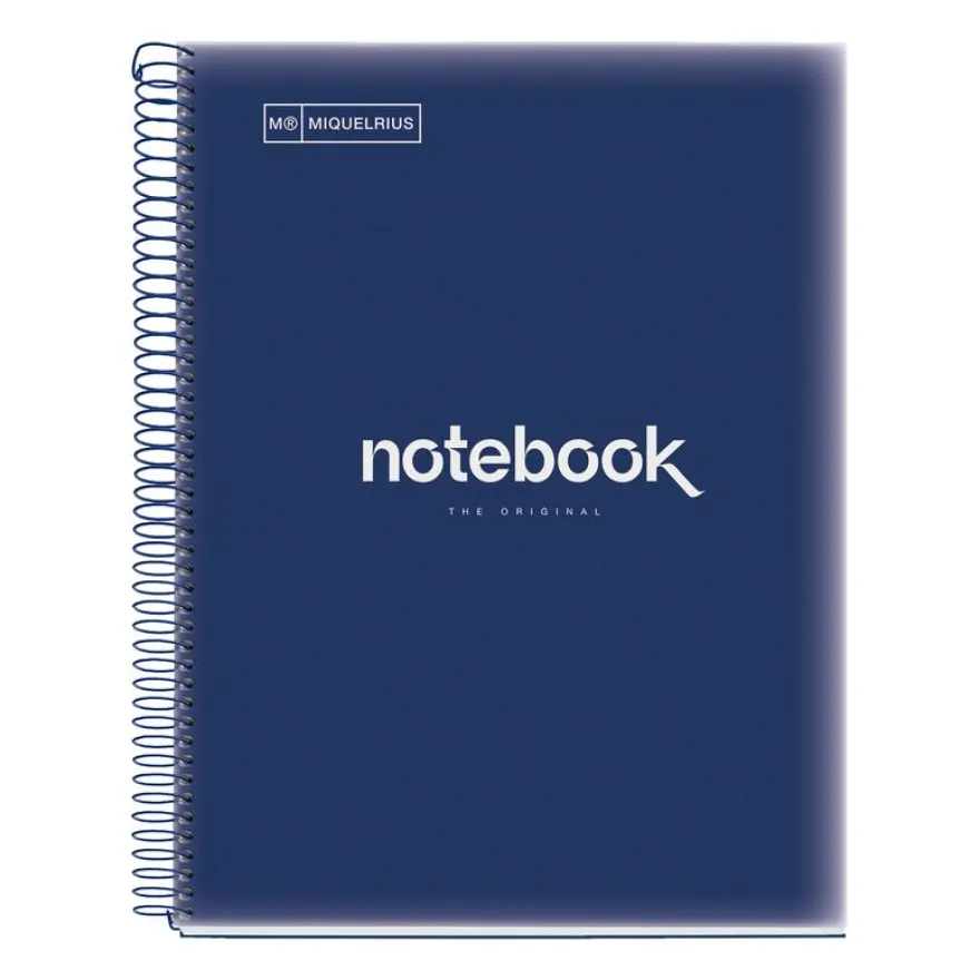 Notebook Emotions, Couverture souple, A4, quadrillage 5x5 mm, 80 feuilles de 1 couleur, Miquelrius, Bleu Marine.