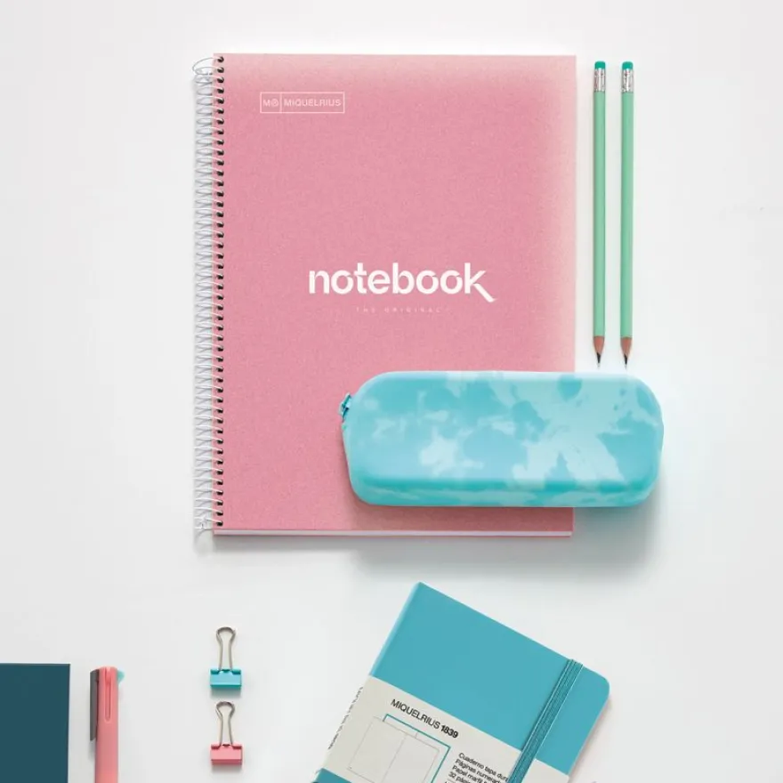 Notebook Emotions, Couverture souple, A4, quadrillage 5x5 mm, 80 feuilles de 1 couleur, Miquelrius, Rose.