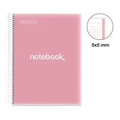 Notebook Emotions, Couverture souple, A4, quadrillage 5x5 mm, 80 feuilles de 1 couleur, Miquelrius, Rose.