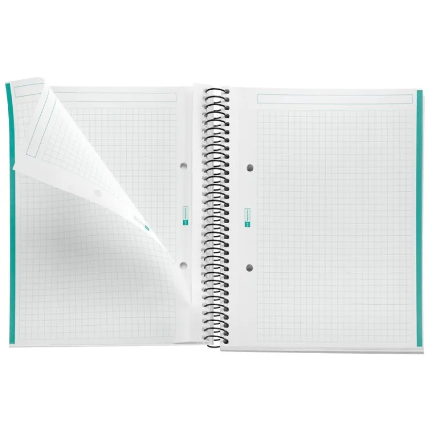 Notebook The Original, Couverture souple, A5, quadrillage 5x5 mm, 80 feuilles de 1 couleur, Miquelrius, Turquoise.