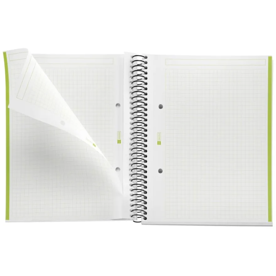Notebook The Original, Couverture souple, A5, quadrillage 5x5 mm, 80 feuilles de 1 couleur, Miquelrius, Vert.